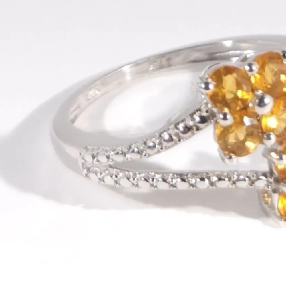 Opal Fire Opal Flower Ring Sterling Silver Size 7-3/4